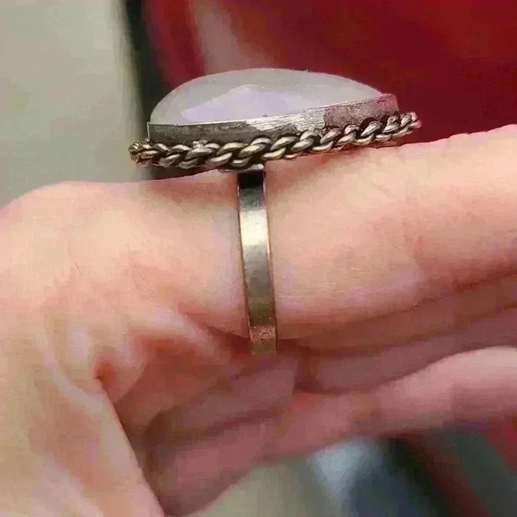 Moonstone crystal like  silver tone ring size 8 adjustable water drop shape ring - Picture 4 of 17